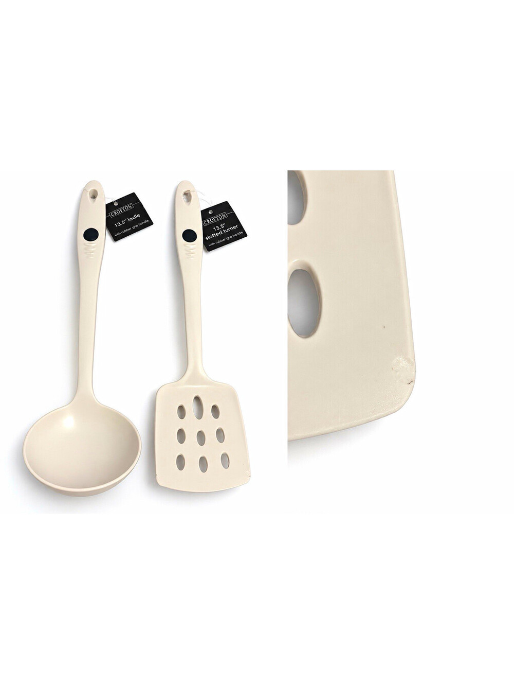 Cooking Concepts 2pc Utensil Set 13.5" Ladle & Slotted Turner White/Black